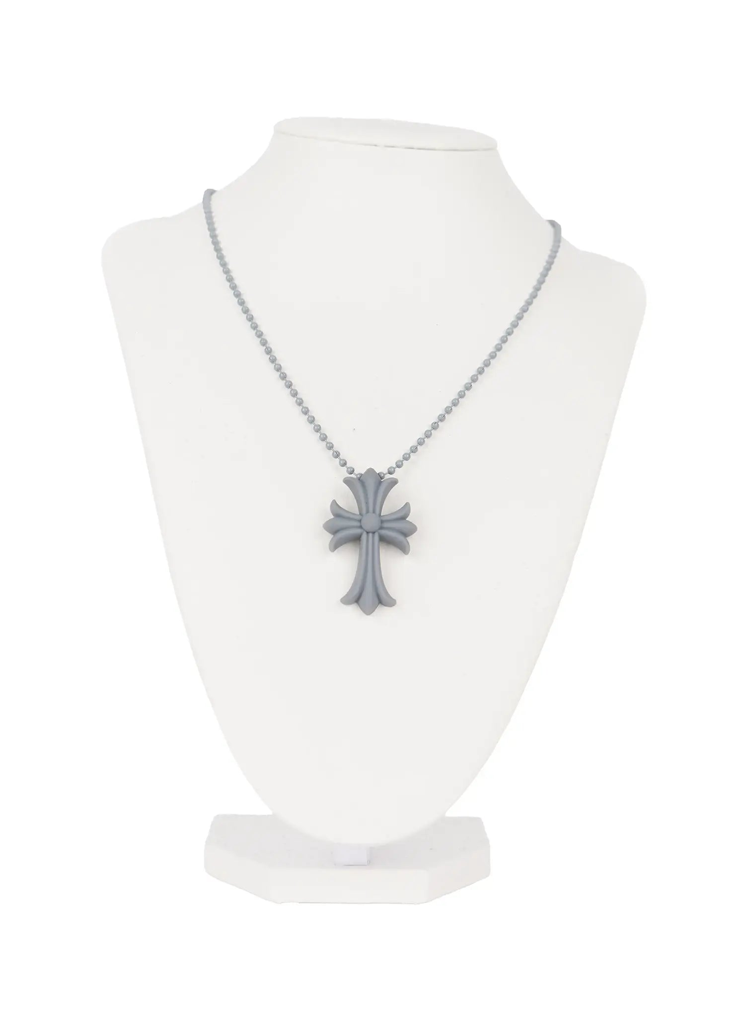 black-cross-pendant-necklace-cl528 / Gray