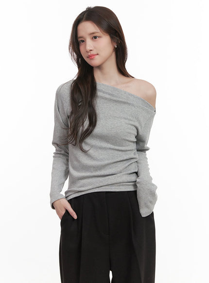 classic-off-shoulder-top-cj514 / Gray