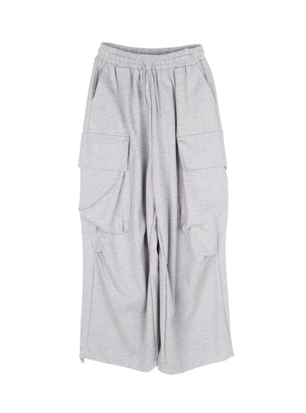wide-leg-cargo-sweatpants-cy527 / Gray