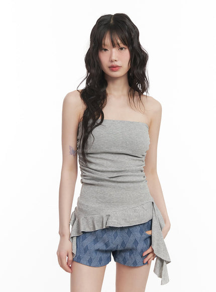 Asymmetric Frill Tube Top CM520