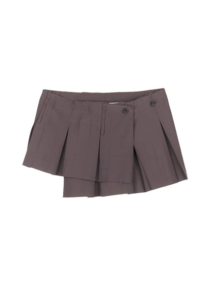 Pleated Buttoned Mini Skirt CF519