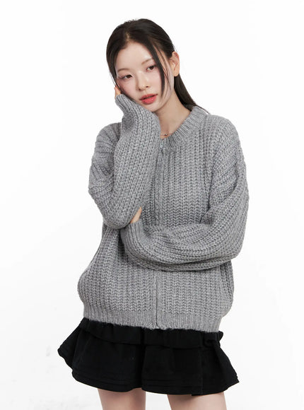 Ribbed Knit Zip-Up CO531