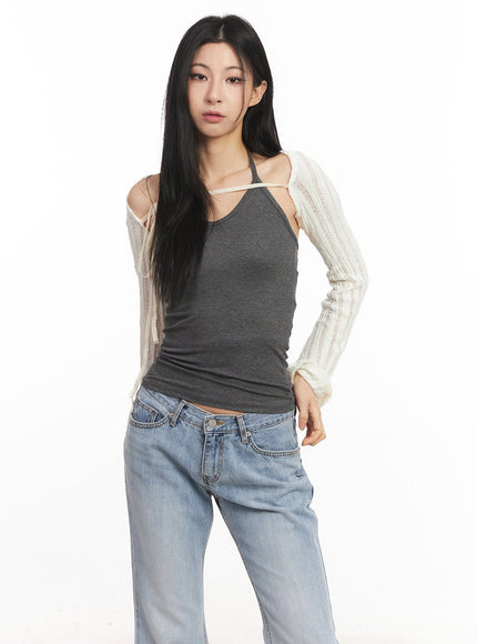 Knit Strap Bolero Cardigan CA516