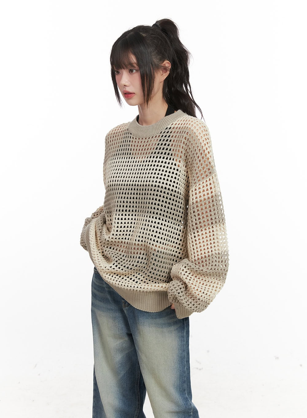 Chic Striped Mesh Sweater CJ524