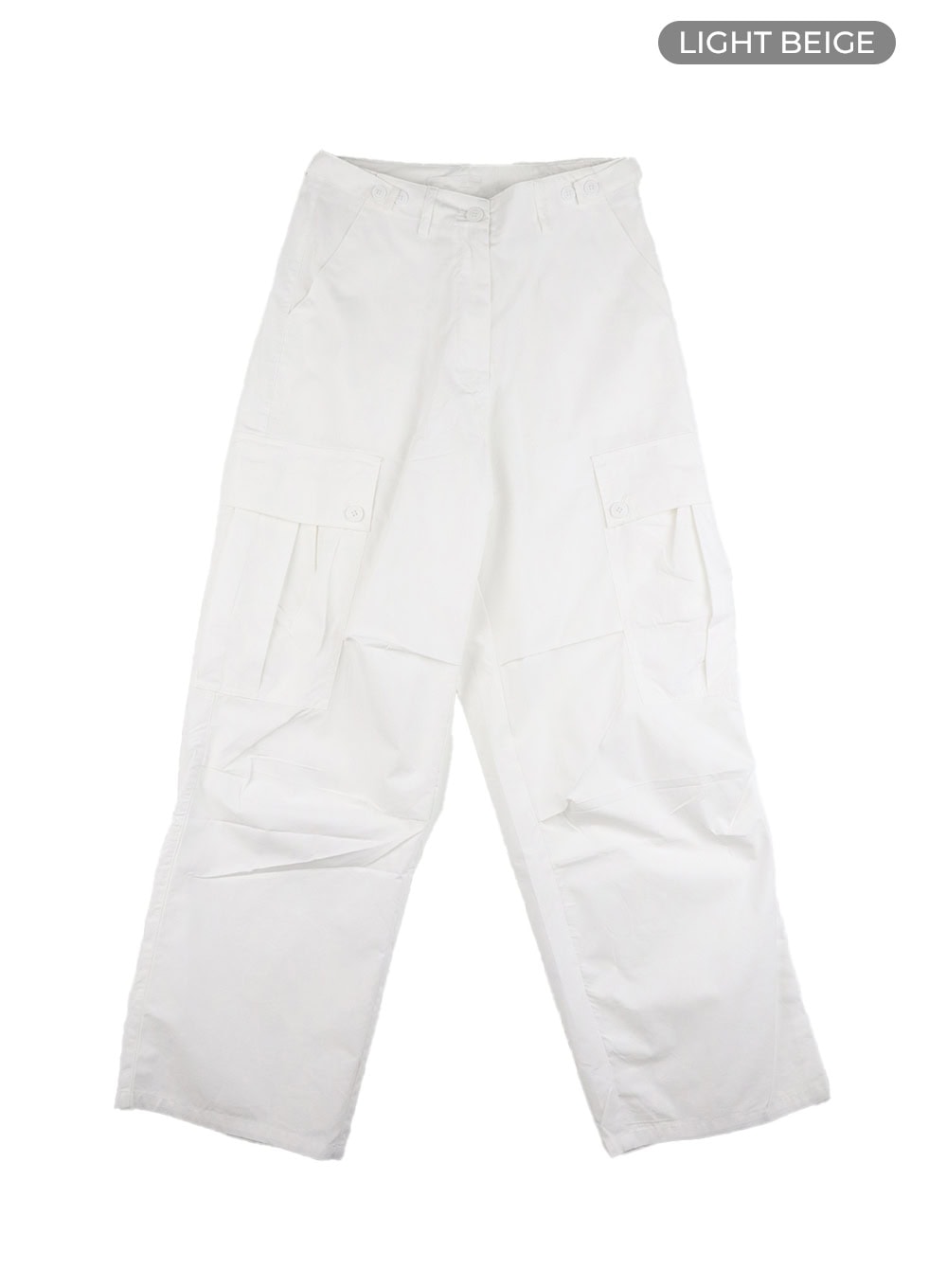 pintuck-buttoned-cargo-pants-cy403 / Light beige