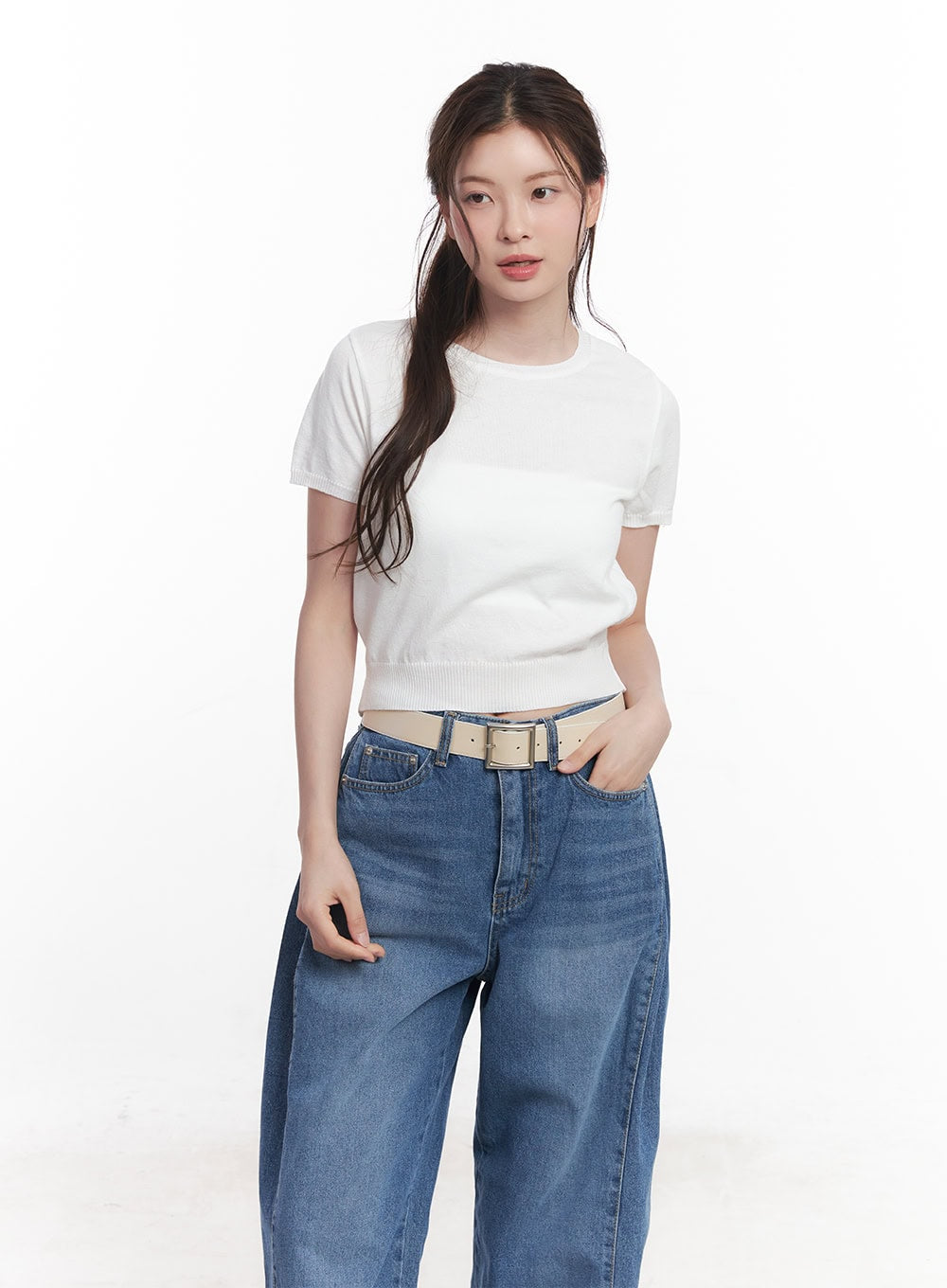 slim-fit-short-sleeve-sweater-cy519 / White