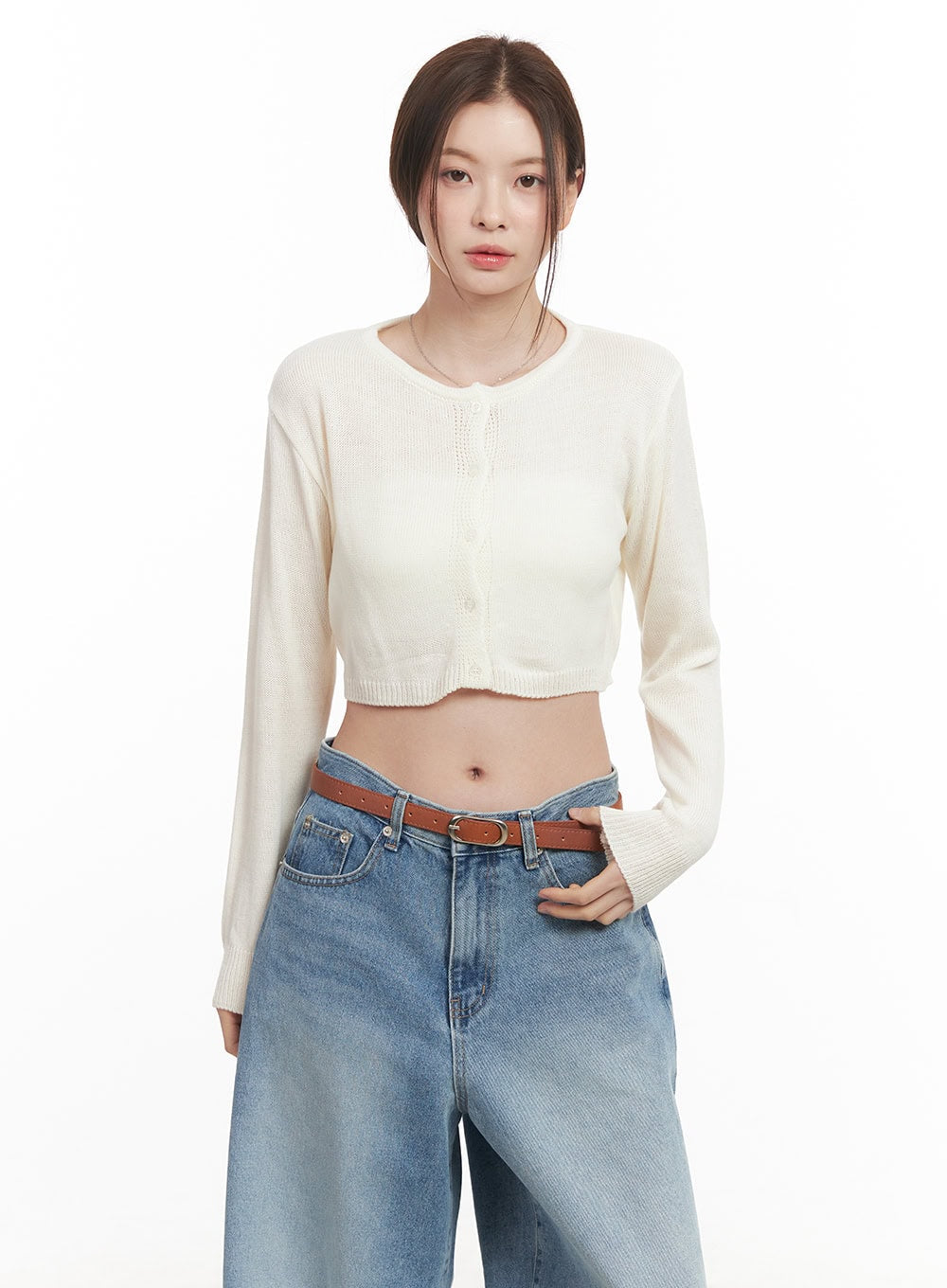 Round Neck Cropped Cardigan CM512