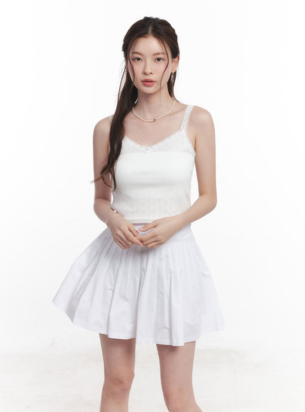 ribbon-lace-trim-cami-top-cy519 / Light beige