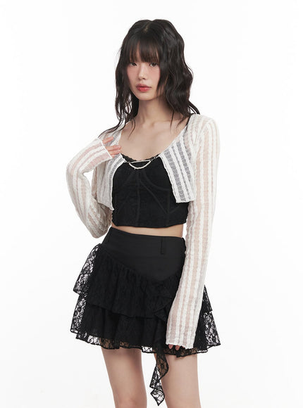 pearl-chain-sheer-bolero-cardigan-cm519 / white