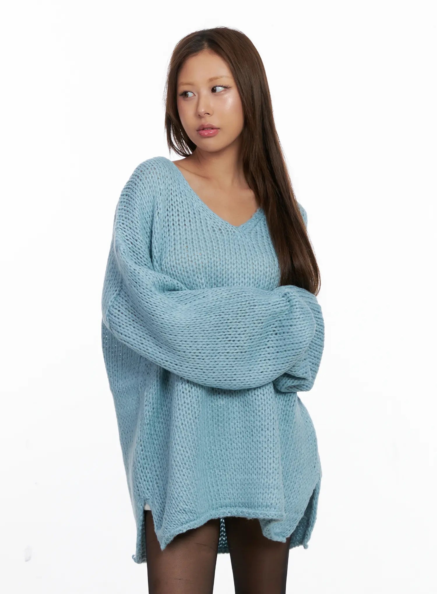chunky-loose-fit-sweater-cs524 / Light blue