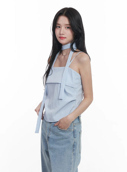 square-neck-cami-with-scarf-cu525 / Light blue