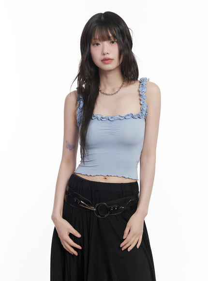 frill-cropped-tank-top-cu520 / Light blue