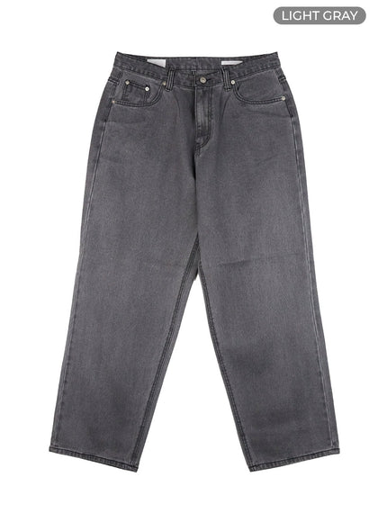 mens-denim-washed-loose-fit-jeans-cl429 / Light gray