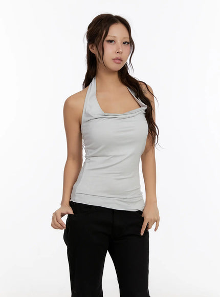 halter-neck-sleeveless-top-cn527 / Light gray