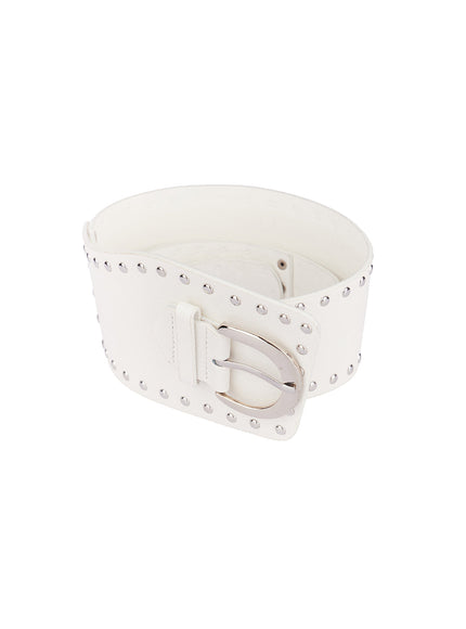 Studded Buckle Faux-Leather Belt CF513