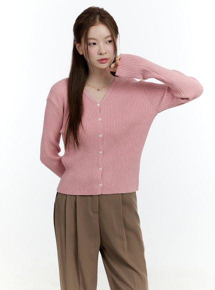 Basic Ribbed V-Neck Cardigan CF503