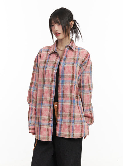 Damaged-Effect Oversized Flannel CF518