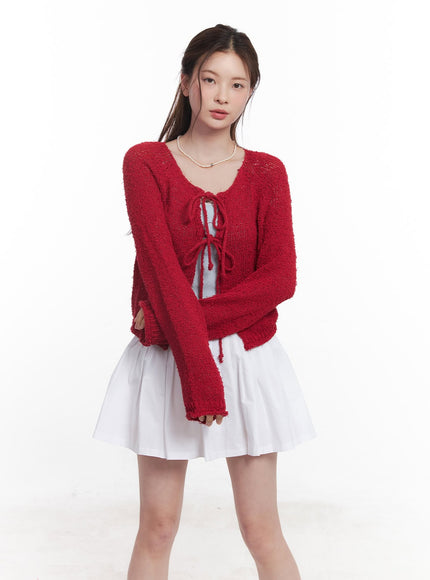 ribbon-tie-loose-fit-cardigan-cy519 / Red