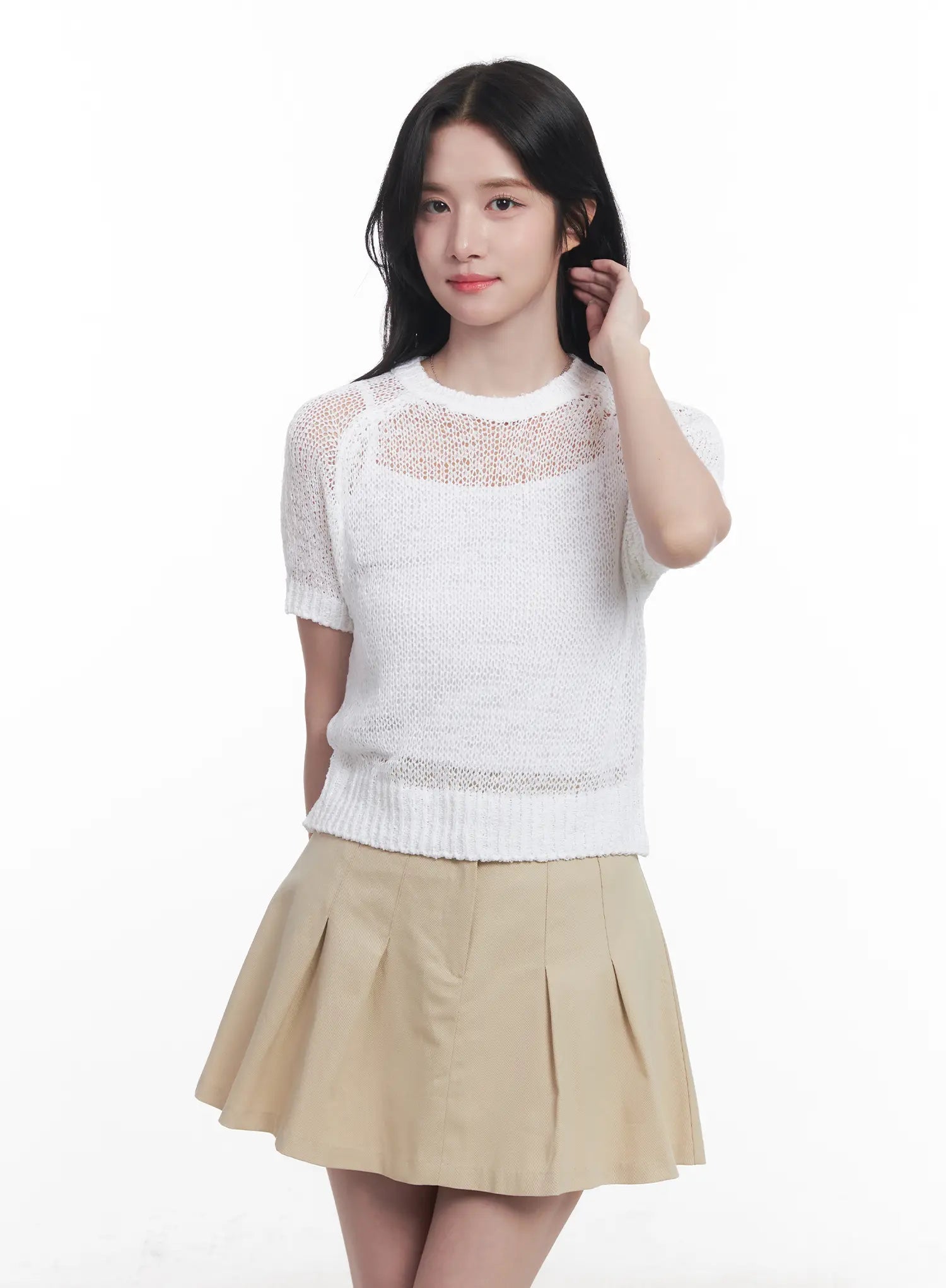 sheer-short-sleeve-sweater-cu523 / White