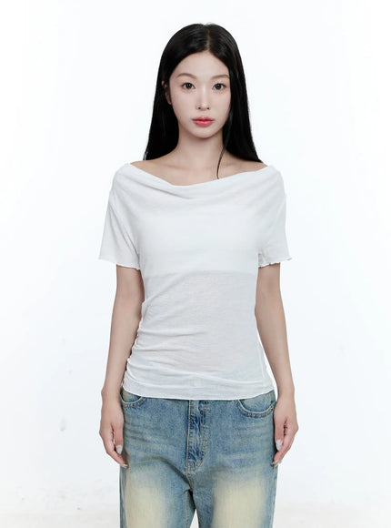 versatile-off-shoulder-shirred-top-cg507 / White