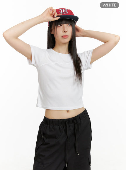 lined-solid-crop-top-cu424 / White