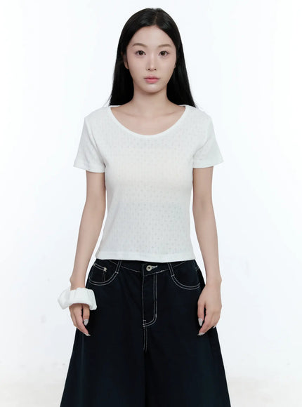 v-neck-short-sleeve-knit-tee-cg501 / White