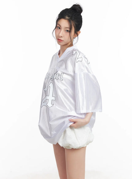 Graphic V-Neck Jersey Top CU510