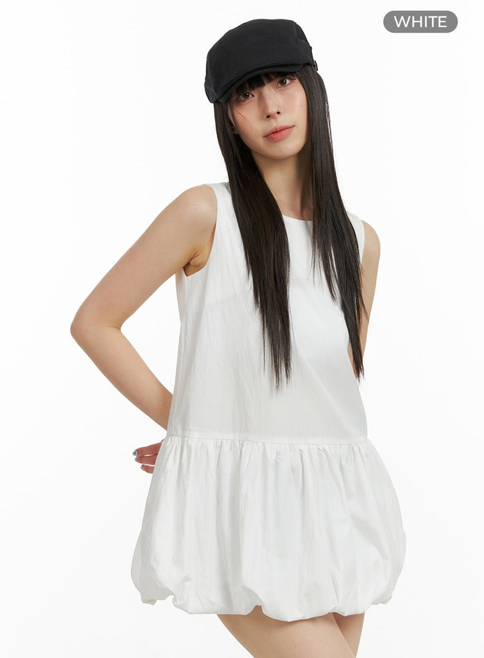 bubble-hem-mini-dress-cu425 / White