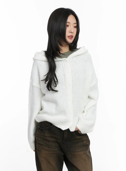 cozy-button-up-knit-hoodie-cd508 / White