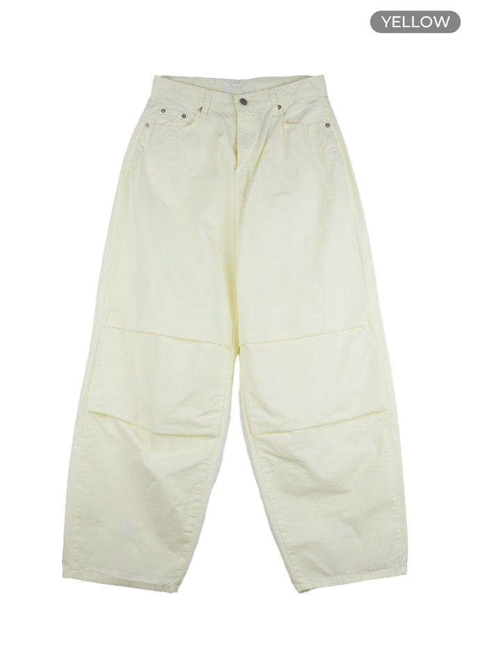 summer-cotton-pintuck-wide-leg-pants-cu428 / Yellow