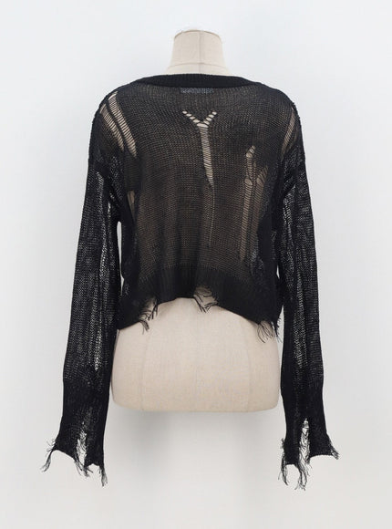 Crewneck Ripped Sweater CA307