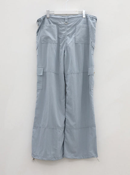 Drawstring Waist Wide Cargo Pants CU13