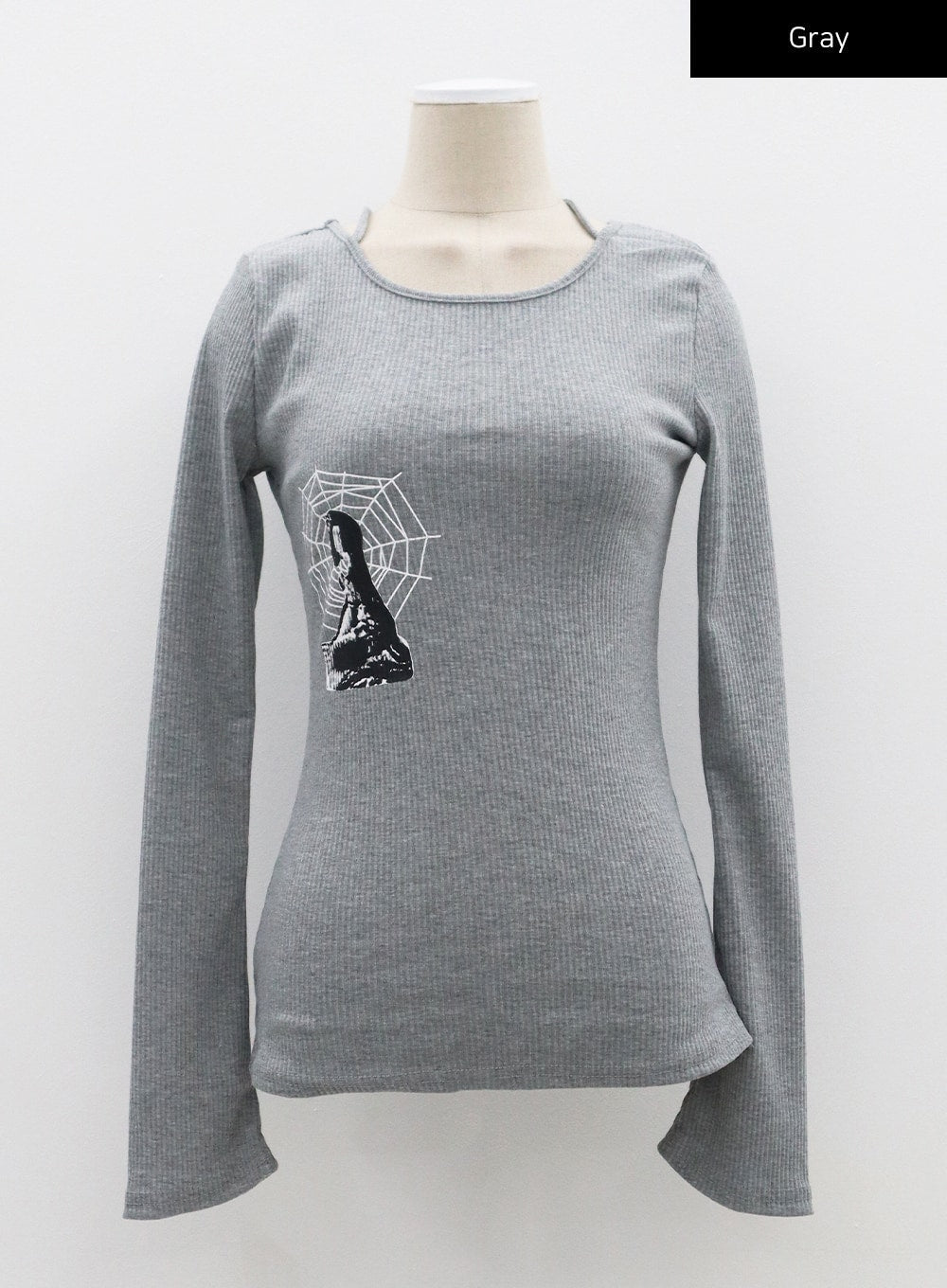 Graphic Ribbed Knit Top CF309