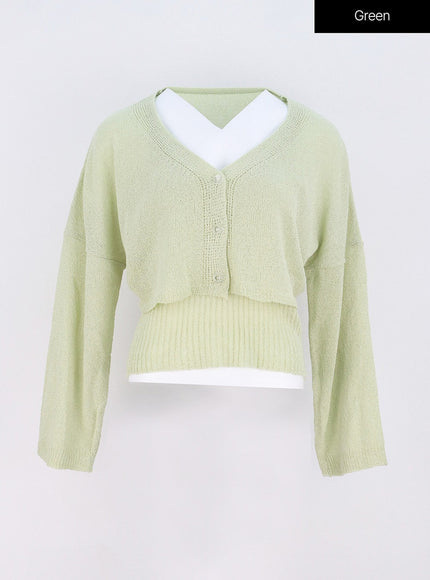 Mesh Top And Cardigan Set OY317