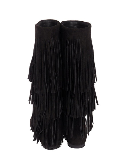 Fringe Faux-Leather Long Boots CF513