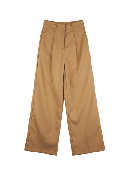 pintuck-solid-wide-fit-pants-od403 / Beige