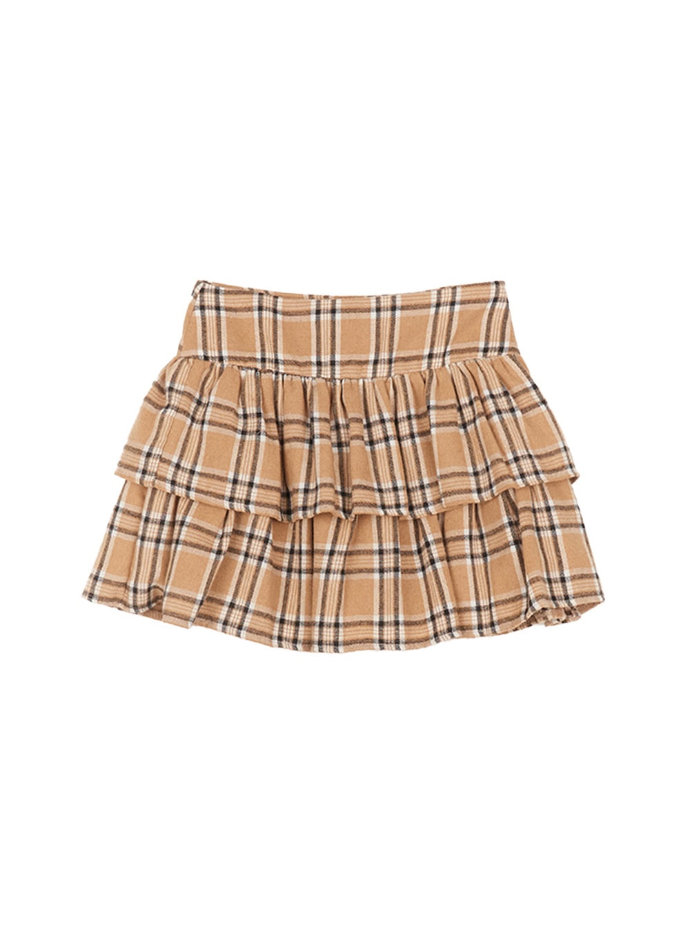 ruffle-plaid-mini-skirt-cm514 / Beige