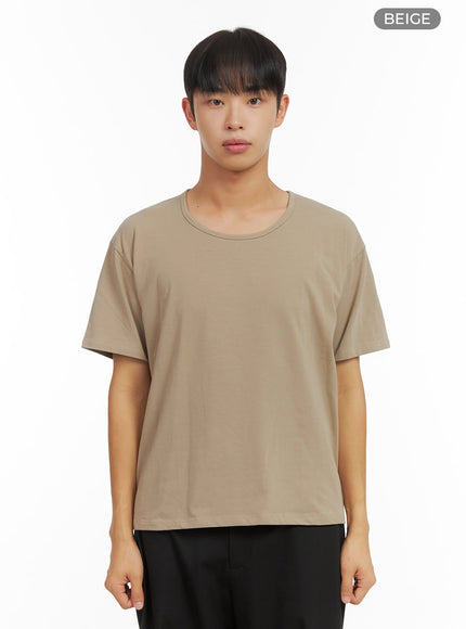 mens-essential-solid-crew-neck-t-shirt-co408 / Beige