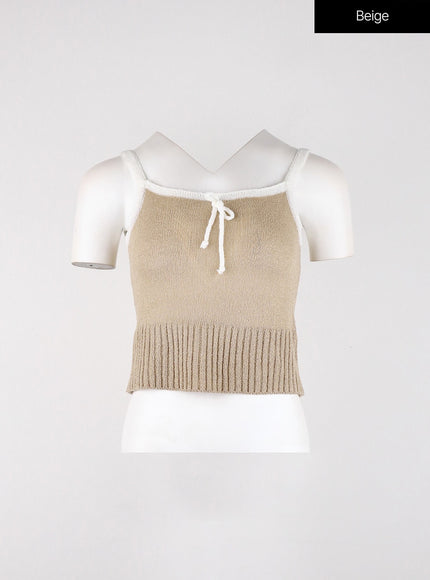 balletcore-ribbon-crop-tank-top-od327 / Beige