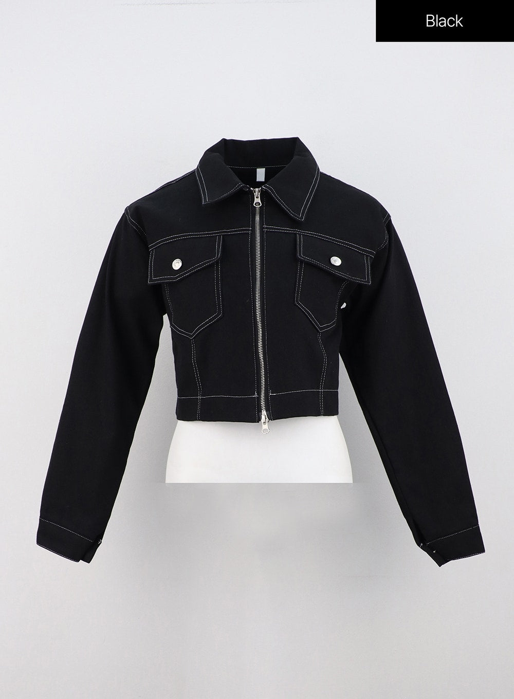 stitched-collar-jacket-on321 / Black