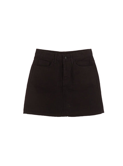 a-line-cotton-mini-skirt-cf527 / Black