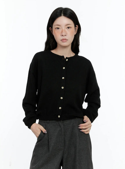 classic-round-neck-cardigan-cn517 / Black