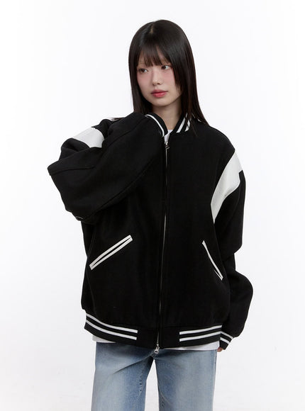 Oversized Wool-Blend Varsity Jacket CF512