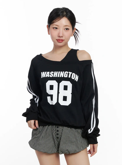 Off-Shoulder Graphic Sweatshirt CF503