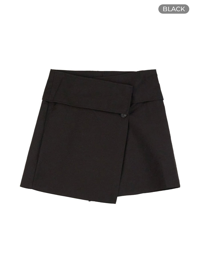 summer-wrap-cotton-mini-skirt-ou427 / Black