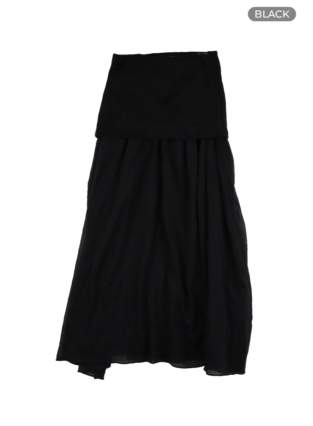 sheer-layered-maxi-skirt-cm426 / Black