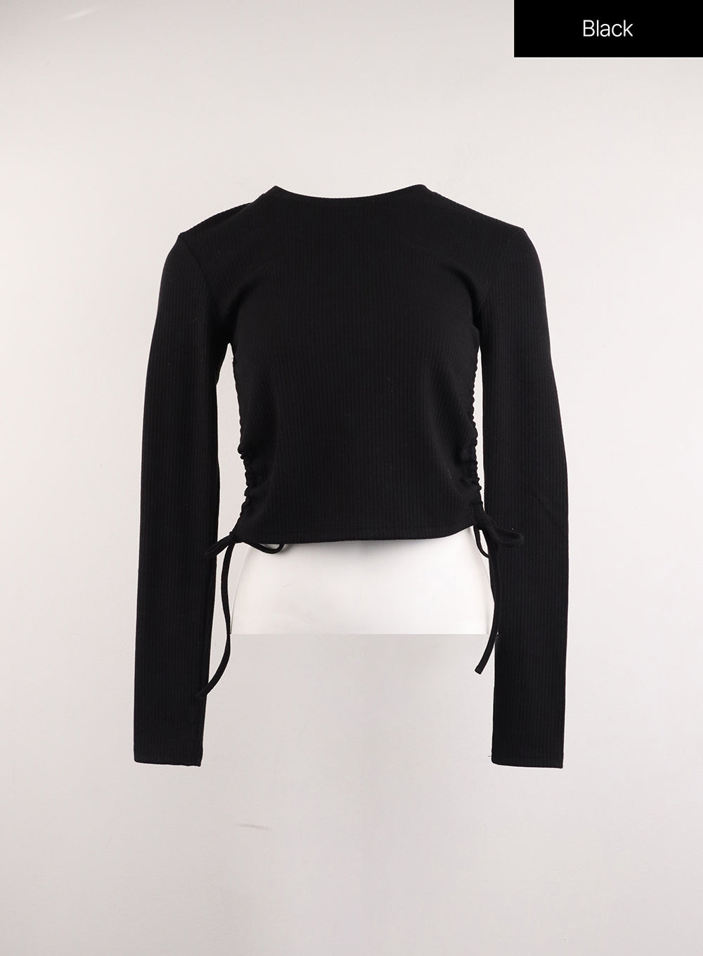 round-neck-glitter-backless-long-sleeve-cj412 / Black