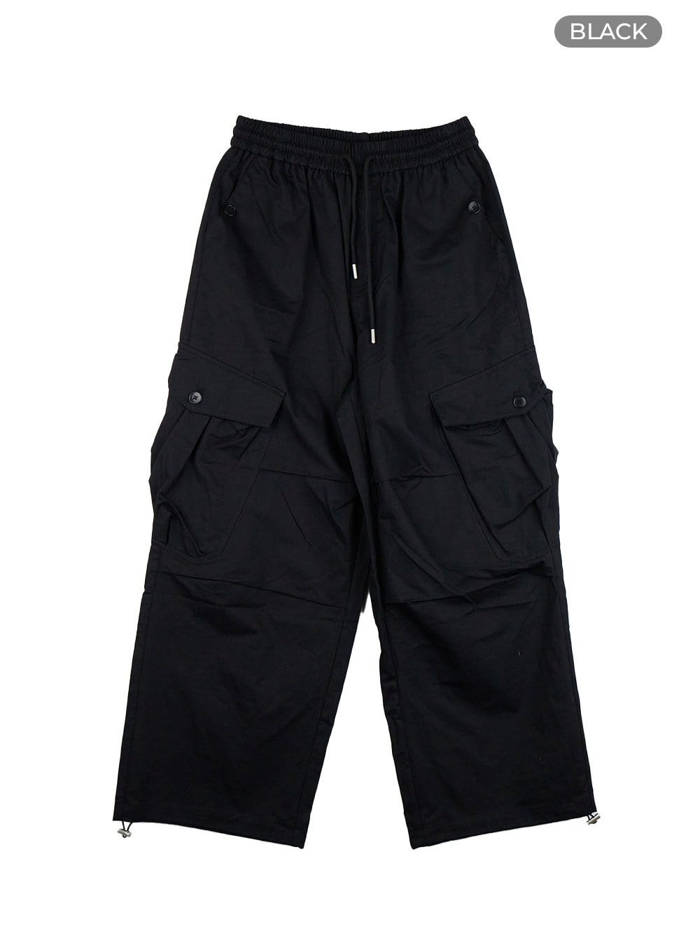 string-banded-baggy-cargo-pants-cs403 / Black