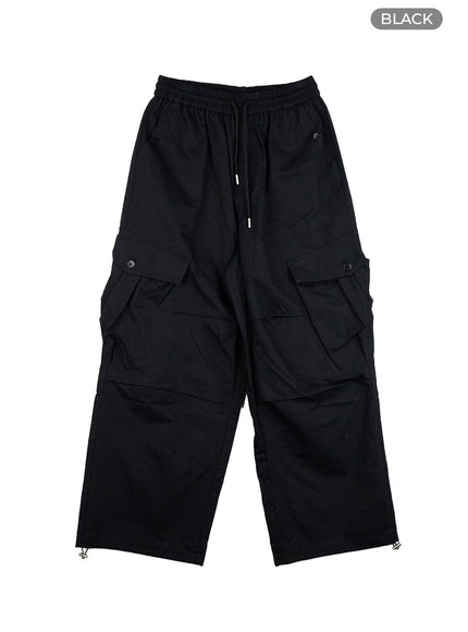 string-banded-baggy-cargo-pants-cs403 / Black