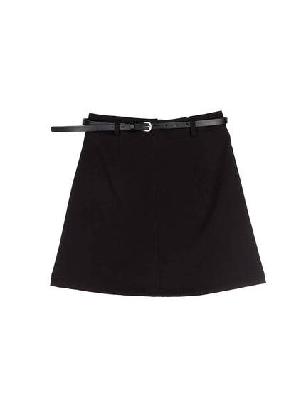 belted-mini-skirt-co506 / Black